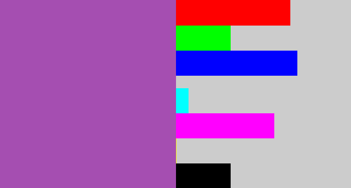 Hex color #a54eb1 - purply