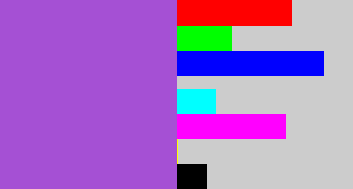 Hex color #a550d4 - lightish purple