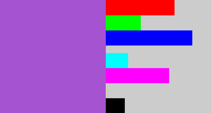 Hex color #a553d0 - lightish purple