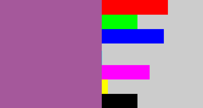 Hex color #a5589b - purpleish
