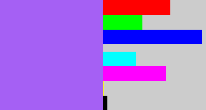 Hex color #a560f4 - lighter purple