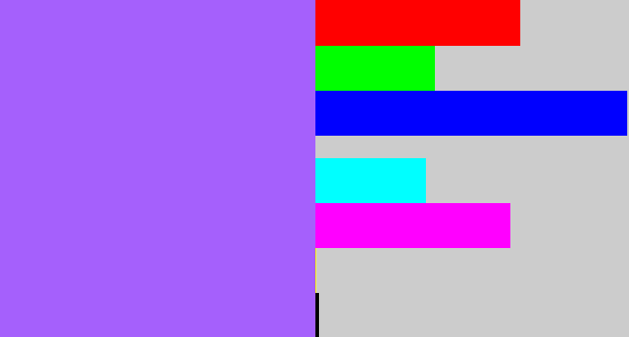 Hex color #a560fc - lighter purple