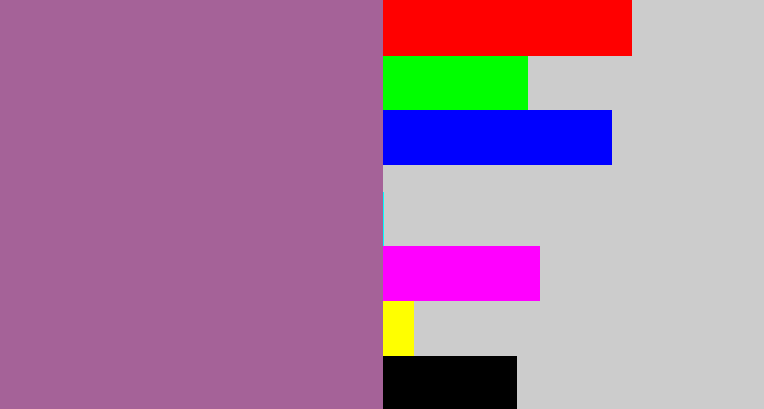 Hex color #a56298 - dark lilac