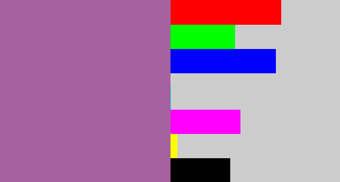 Hex color #a5629f - dark lilac