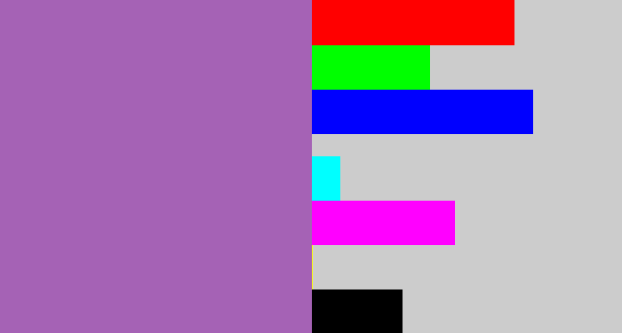 Hex color #a562b5 - soft purple