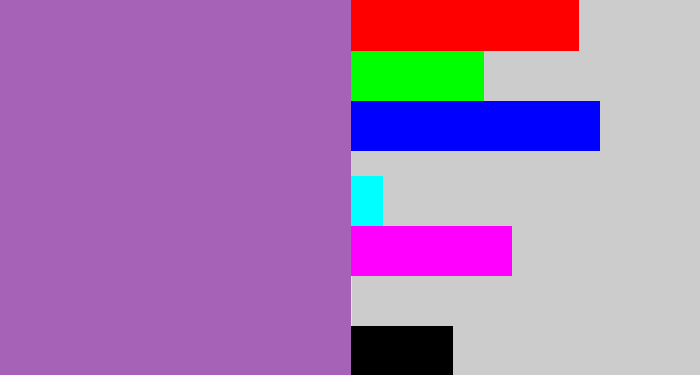 Hex color #a562b6 - soft purple