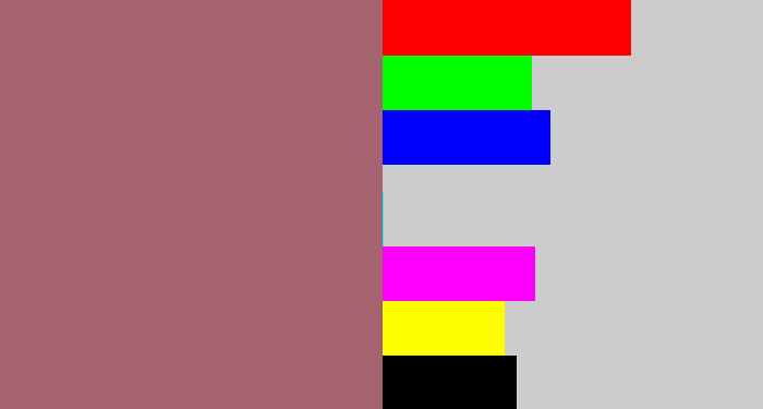 Hex color #a56370 - reddish grey