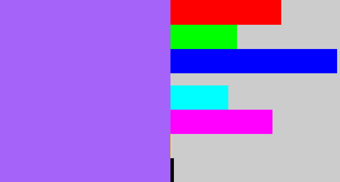 Hex color #a563fa - lighter purple