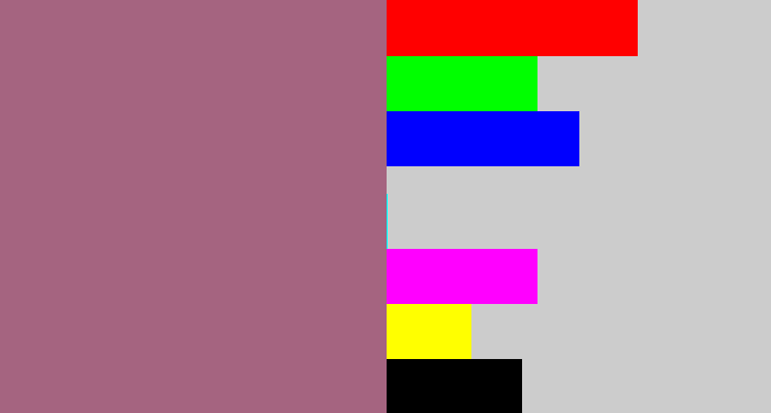 Hex color #a56480 - light plum