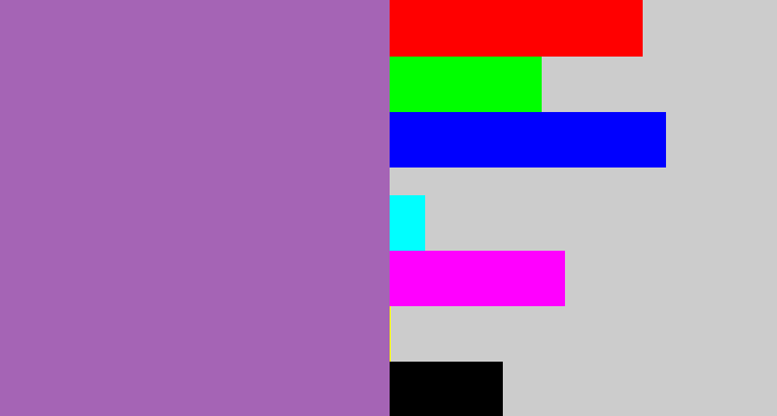 Hex color #a564b5 - soft purple