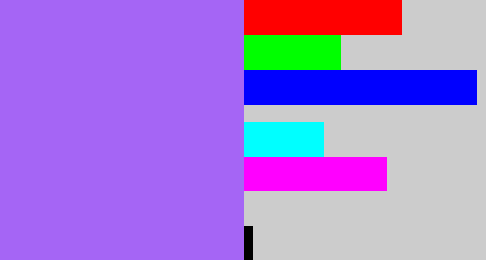 Hex color #a565f5 - lighter purple