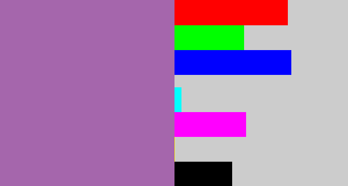 Hex color #a566ac - soft purple
