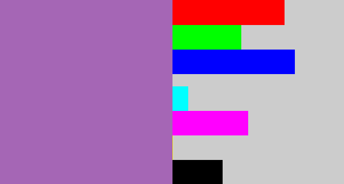 Hex color #a566b5 - soft purple