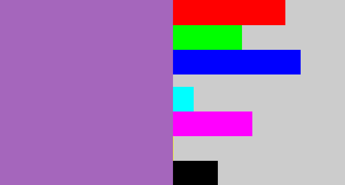 Hex color #a566bc - soft purple