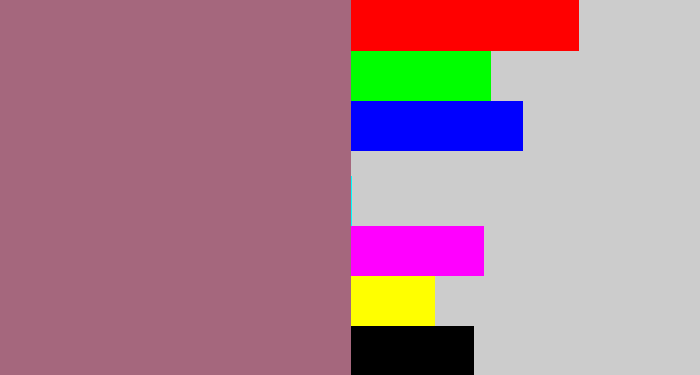 Hex color #a5677d - mauve