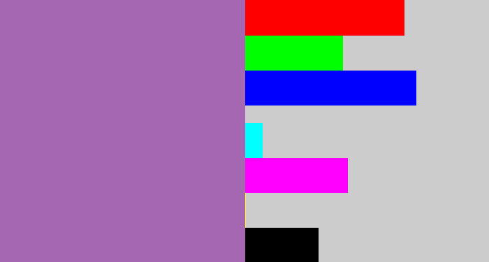 Hex color #a567b2 - soft purple
