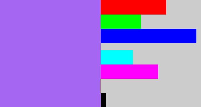 Hex color #a567f1 - lighter purple