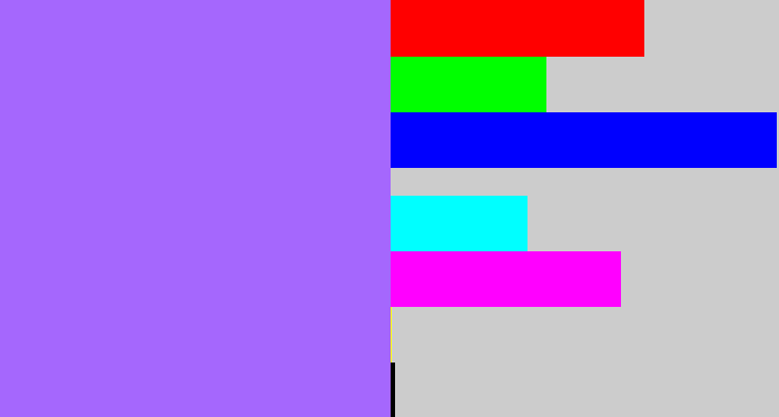 Hex color #a567fd - lighter purple