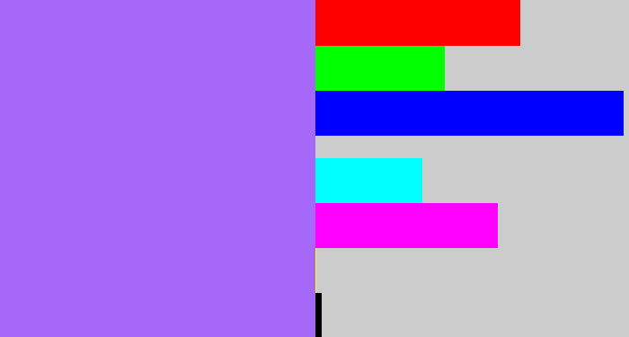 Hex color #a568f9 - lighter purple