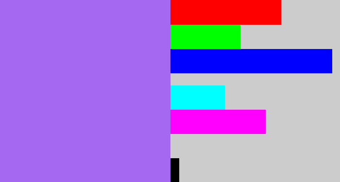 Hex color #a569f1 - lighter purple