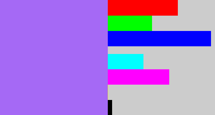 Hex color #a569f5 - lighter purple
