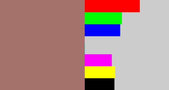 Hex color #a5716a - reddish grey