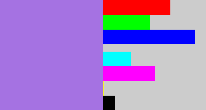 Hex color #a572e2 - light urple
