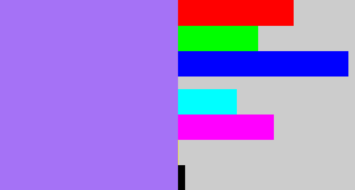 Hex color #a572f6 - light urple