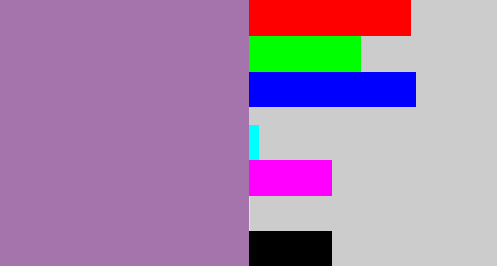 Hex color #a574ac - soft purple