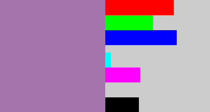 Hex color #a574ad - soft purple