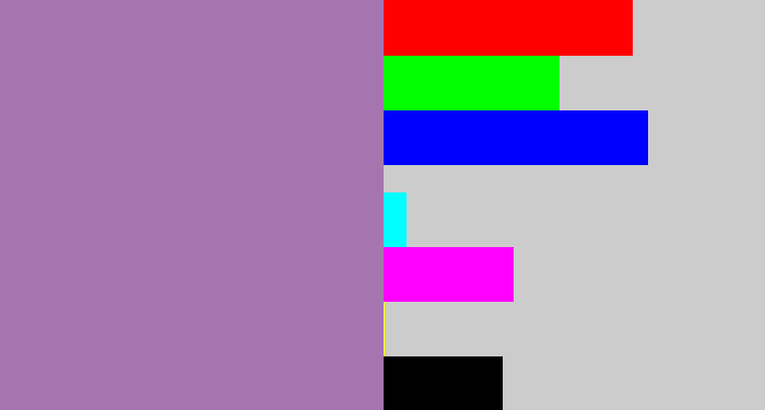 Hex color #a575b0 - soft purple
