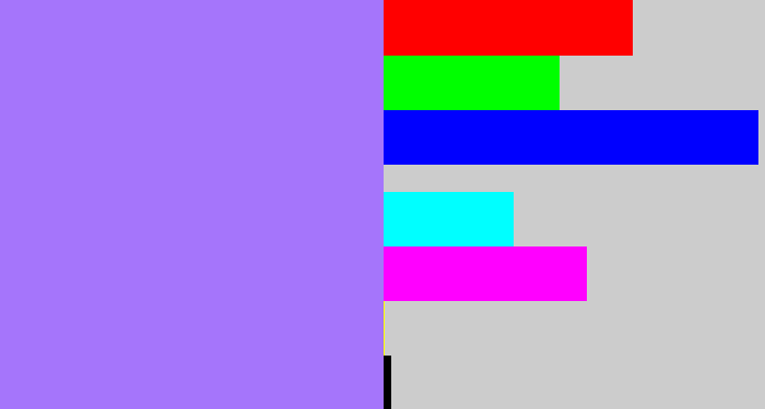 Hex color #a575fb - light urple