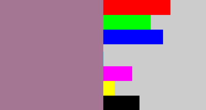 Hex color #a57693 - purpley grey