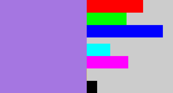 Hex color #a576e1 - light urple