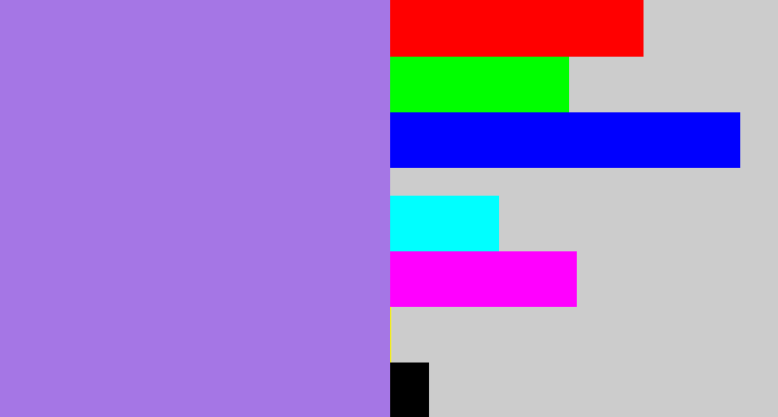 Hex color #a576e5 - light urple