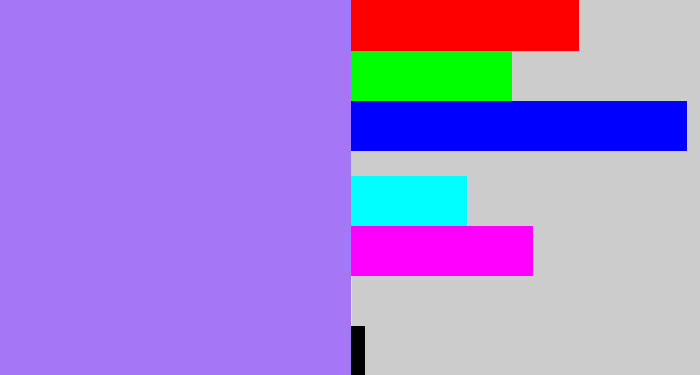 Hex color #a576f5 - light urple
