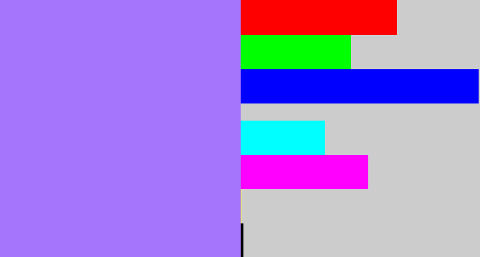 Hex color #a576fc - light urple