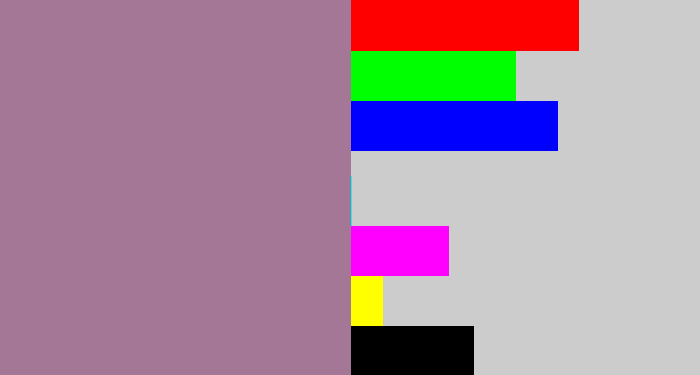 Hex color #a57796 - purpley grey