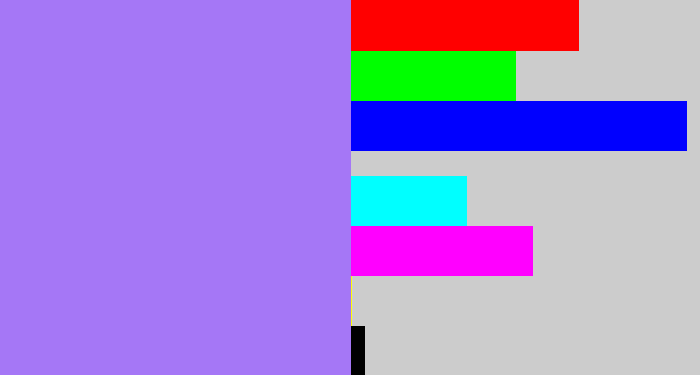 Hex color #a577f6 - light urple