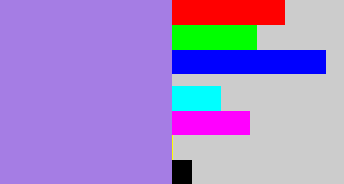 Hex color #a57de4 - light urple