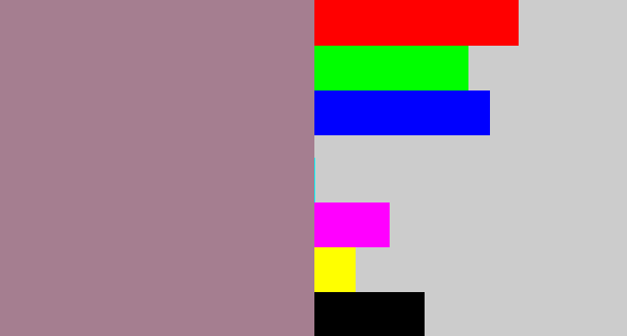 Hex color #a57e90 - purpley grey