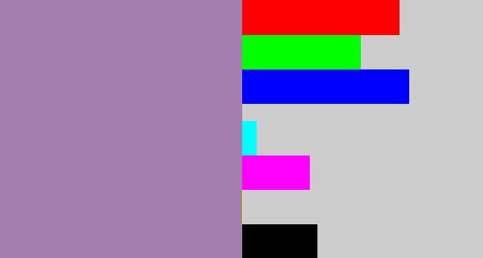 Hex color #a57eb0 - heather