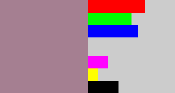 Hex color #a57f91 - purpley grey