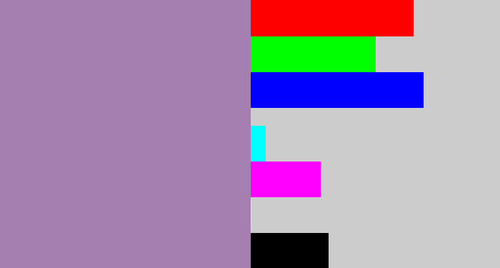 Hex color #a57fb0 - heather