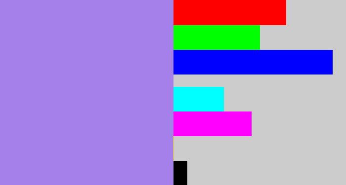 Hex color #a580ea - light urple