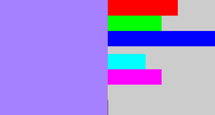 Hex color #a580ff - periwinkle
