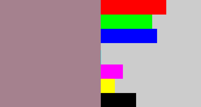 Hex color #a5818e - purpley grey