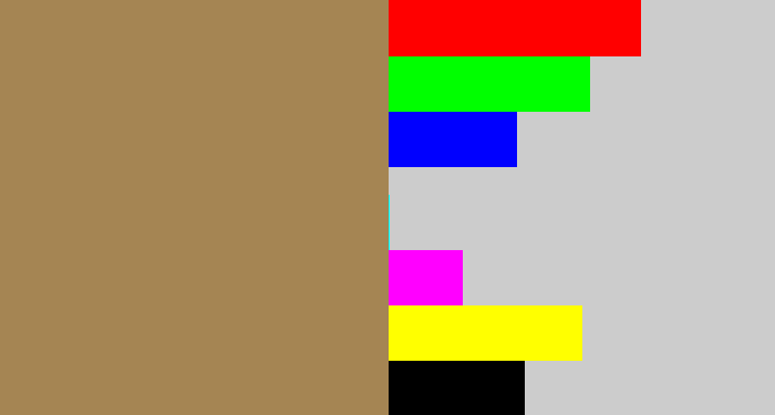 Hex color #a58553 - puce