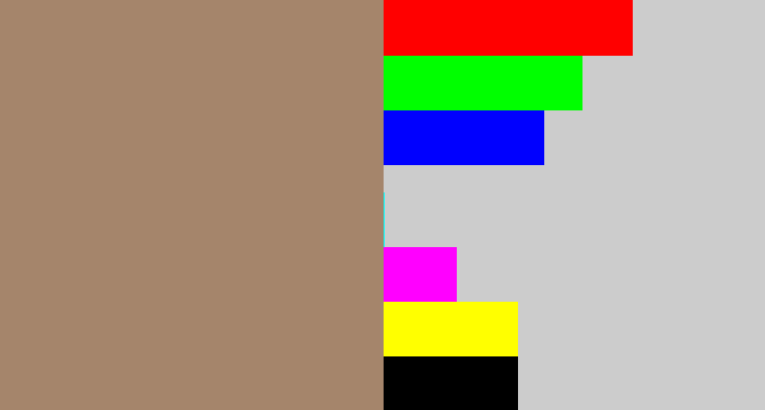 Hex color #a5856b - pale brown