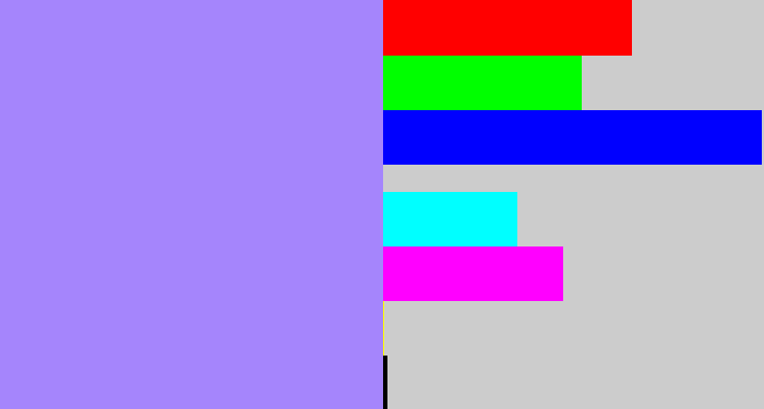 Hex color #a585fc - periwinkle
